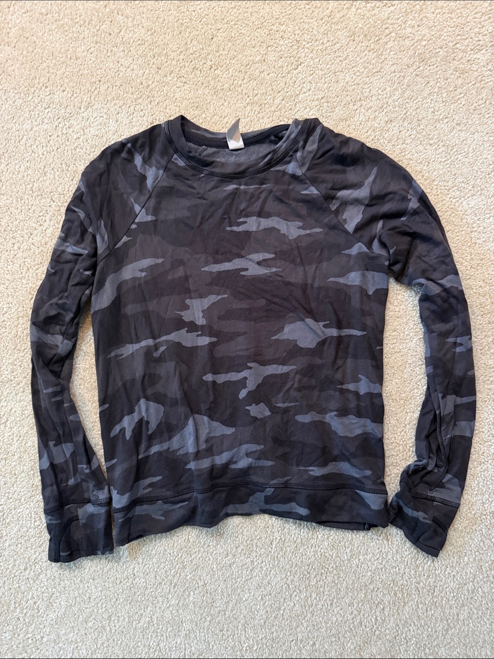 Athleta Girl Long-Sleeve Black Camo Top